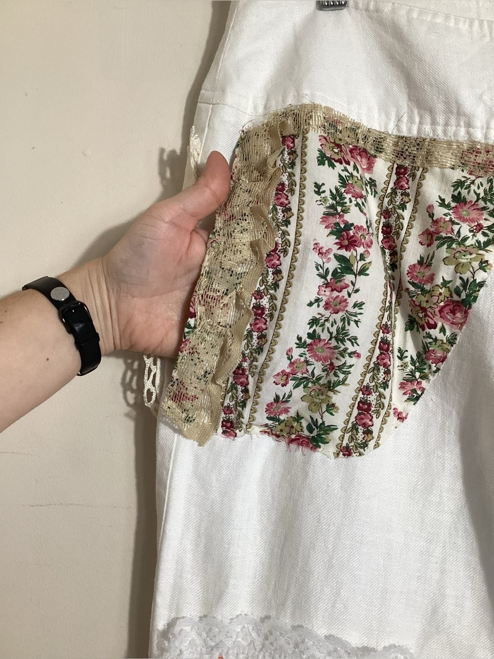 Upcycled Reworked Patchwork Linen Pants Size 12 - Picture 5 of 16
